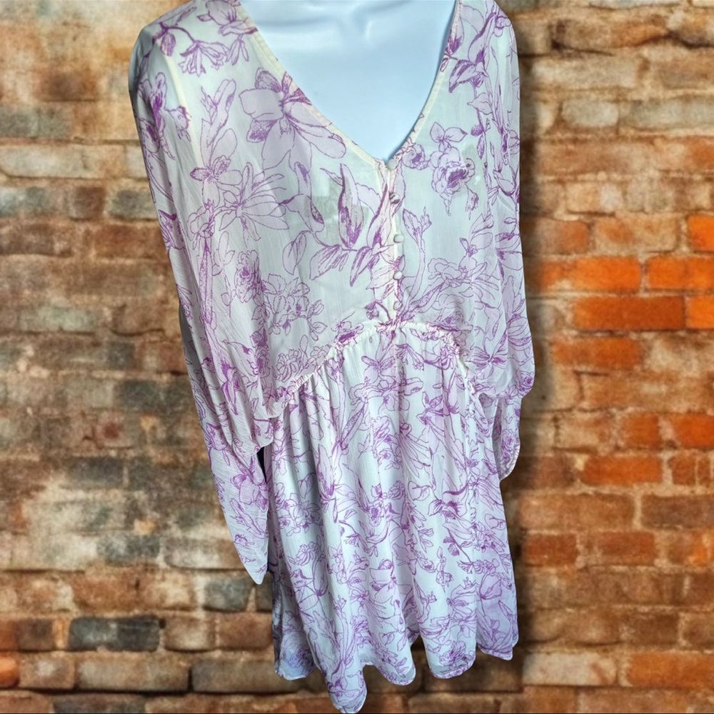 a new day Lavender Floral Blouse